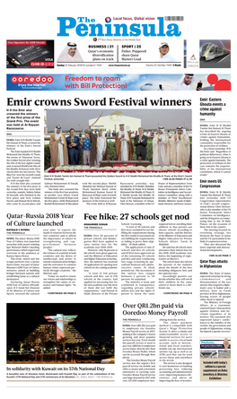 Emir Crowns Sword Festival Winners Ghouta Events a H H the Emir Also Crime Against Crowned the Winners Humanity of the ﬁrst Prize of the Grand Prix