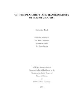 On the Planarity and Hamiltonicity of Hanoi Graphs