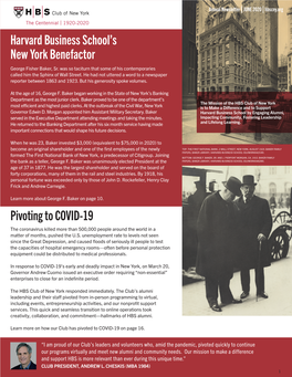 FY 20 HBS Club NY Annual Newsletter