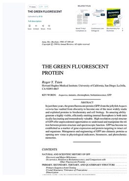 The Green Fluorescent Protein