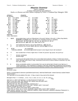 Structure of Albanian 1 Albanian Grammar Victor A