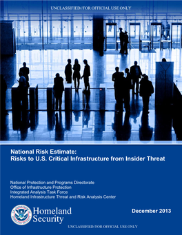 National Risk Estimate: Risks to U.S. Critical Infrastructure from Insider Threat