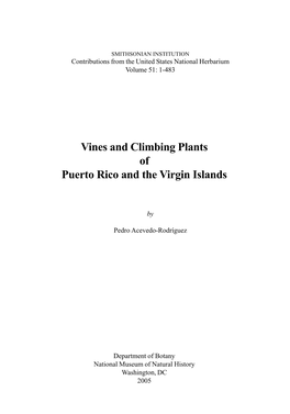 Vines and Climbing Plants of Puerto Rico and the Virgin Islands