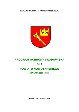 Program Ochrony Środowiska Dla Powiatu Nowotarskiego Na Lata 2004 - 2015