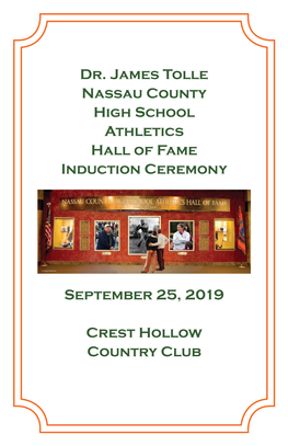 Dr. James Tolle Nassau County High School Athletics Hall of Fame Induction Ceremony