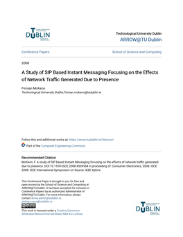A Study of SIP Based Instant Messaging Focusing on the Effects of Network Traffic Generated Due to Presence