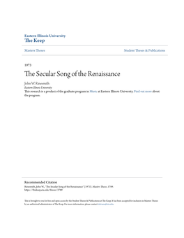 The Secular Song of the Renaissance