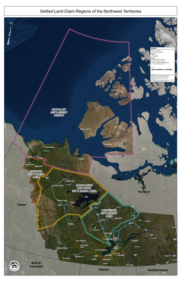 Settled Land Claim Regions of NWT with Imagery Basemap