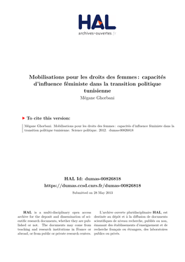 Mobilisations Pour Les Droits Des Femmes: Capacités D'influence