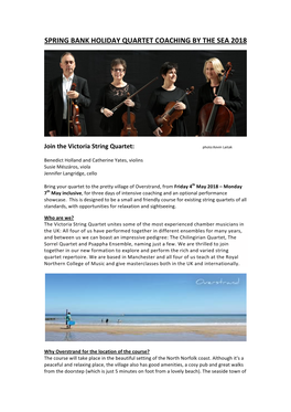 Spring Bank Holiday Quartet Coaching by the Sea 2018