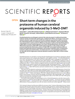 Short Term Changes in the Proteome of Human Cerebral Organoids Induced