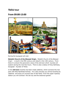 Tbilisi Tour Program