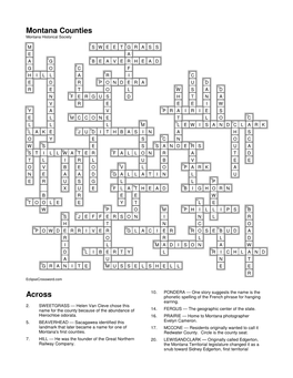 Montana Counties (Answer Key)