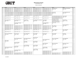 GRIT Program Schedule Listings in Eastern Time