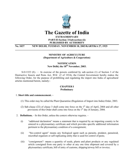Plant Quarantine (Regulation of Import Into India) Order, 2003