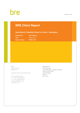 BRE Heat Network Feasibility Study Oxford Headington Final Report Draft