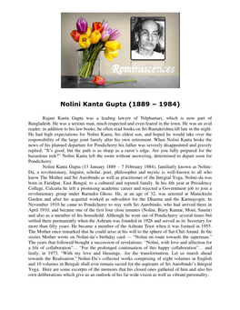 Nolini Kanta Gupta (1889 – 1984)