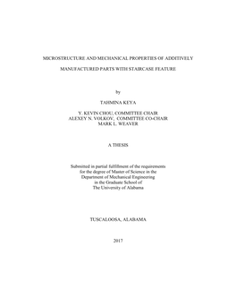 Microstructure and Mechanical Properties of Additively