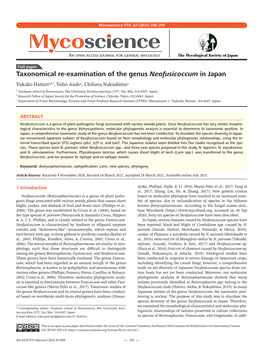 Taxonomical Re-Examination of the Genus Neofusicoccum in Japan