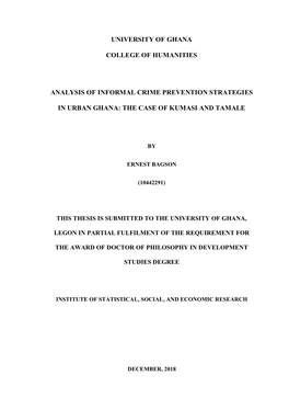 Analysis of Informal Crime Prevention Strategies in Urban Ghana, The