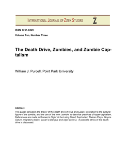 The Death Drive, Zombies, and Zombie Cap- Talism