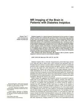 MR Imaging of the Brain in Patients with Diabetes Insipidus