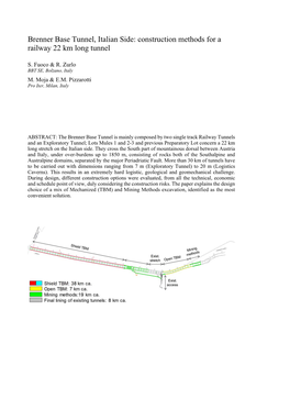 Brenner Base Tunnel, Italian Side: Construction Methods for a Railway 22 Km Long Tunnel