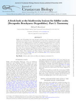 (Decapoda: Brachyura: Ocypodidae). Part 1: Taxonomy Downloaded from by Guest on 30 November 2019