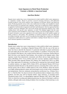 Sonic Signatures in Metal Music Production Teutonic Vs British Vs American Sound