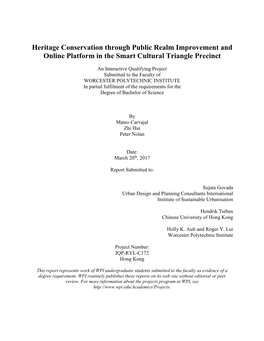 Heritage Conservation Through Public Realm Improvement and Online Platform in the Smart Cultural Triangle Precinct