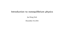 Introduction to Nonequilibrium Physics