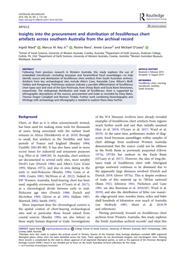 Insights Into the Procurement and Distribution of Fossiliferous Chert Artefacts Across Southern Australia from the Archival Record