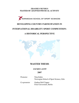 Developing Country Participation in International Disability Sport Has