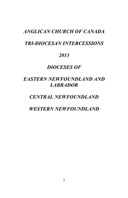 Anglican Church of Canada Tri-Diocesan Intercessions