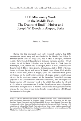 LDS Missionary Work in the Middle East: the Deaths of Emil J