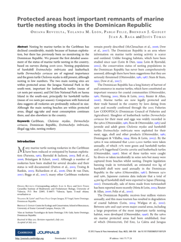Protected Areas Host Important Remnants of Marine Turtle Nesting Stocks in the Dominican Republic