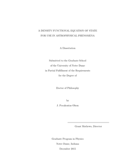 A Density Functional Equation of State for Use in Astrophysical Phenomena