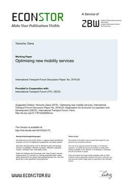 Optimising New Mobility Services