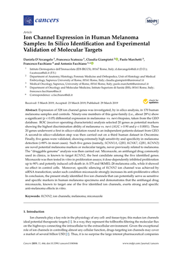 Ion Channel Expression in Human Melanoma Samples: in Silico Identiﬁcation and Experimental Validation of Molecular Targets