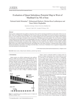 Evaluation of Qanat Subsidence Potential Map in West of Mashhad