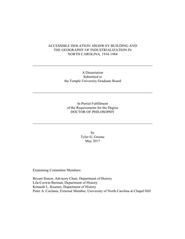 Highway Building and the Geography of Industrialization in North Carolina, 1934-1984