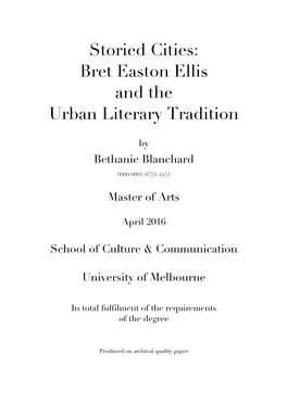 Bret Easton Ellis and the Urban Literary Tradition