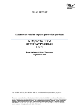 Exposure of Reptiles to Plant Protection Products