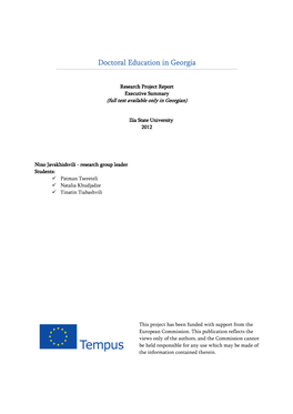 Doctoral Education in Georgia Doctoral Education in Georgia