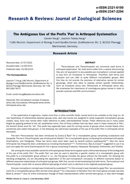 The Ambiguous Use of the Prefix 'Pan' in Arthropod Systematics