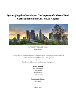 Quantifying the Greenhouse Gas Impacts of a Green Hotel Certification on the City of Los Angeles