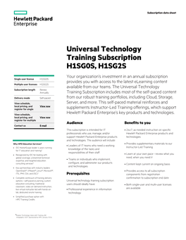 Universal Technology Training Subscription H1SG0S, H1SG2S