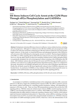 ER Stress Induces Cell Cycle Arrest at the G2/M Phase Through Eif2α Phosphorylation and Gadd45α