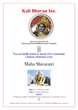 Kali Bhavan Inc. Maha Shivaratri