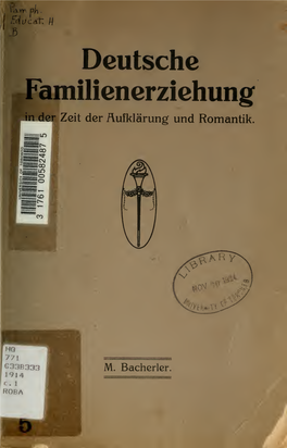 Deutsche Familienerziehung in Der Zeit Der Aufklärung Und Romantik
